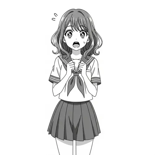 Surprised Anime Girl with Open Mouth | Teenage School Uniform Character