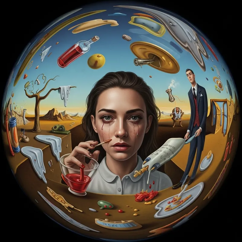 Surrealist Drug Descent: Woman's Chaotic Journey & Struggle