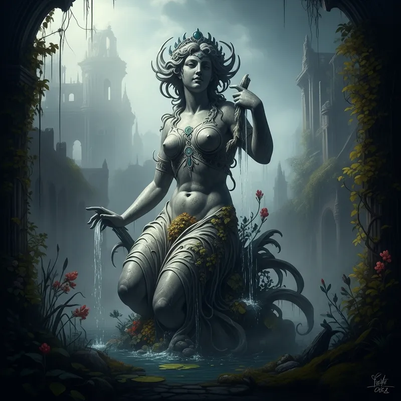 Surrealistic Water Nymph Statue | Ultra Detailed Art Photography