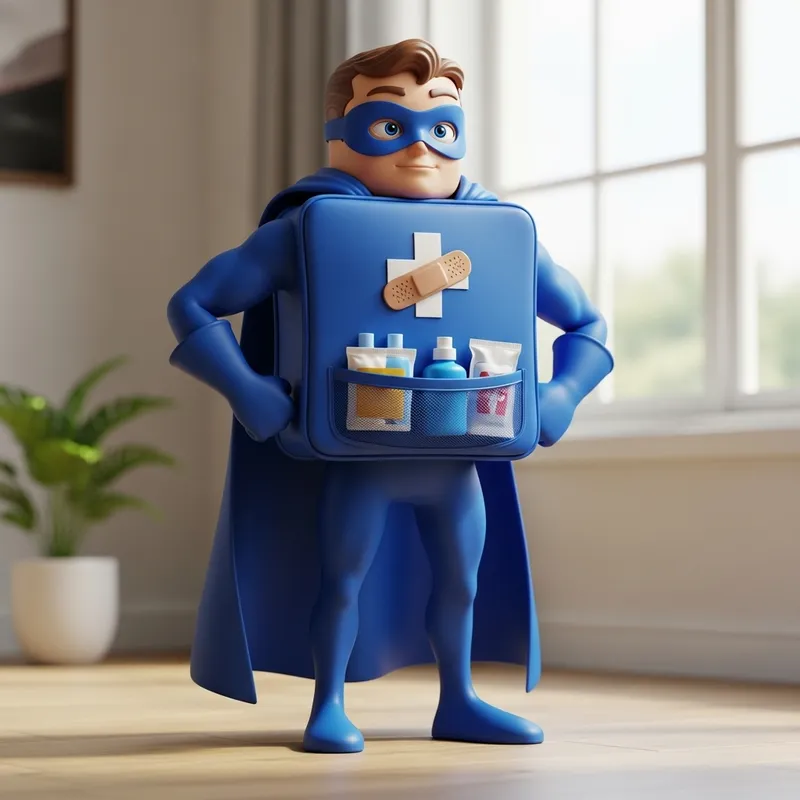 Superhero First Aid Kit with Cape, Mask, and Gloves | Emergency Preparedness