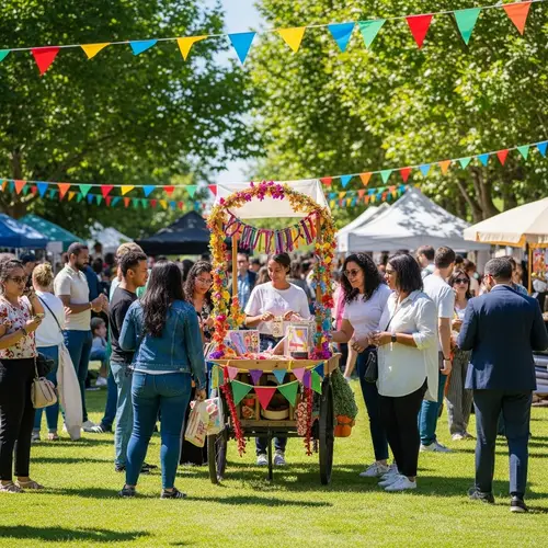 Unique Outdoor Event with Festive Cart Decorations