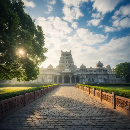 Hindu Palace with Long Path | Serene and Architectural Beauty