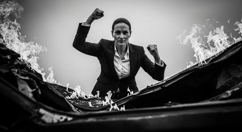 Triumphant Female Forex Trader Emerges Triumphantly | Black & White Shot Triumphant Female Forex Trader Emerges Triumphantly | Black & White Shot