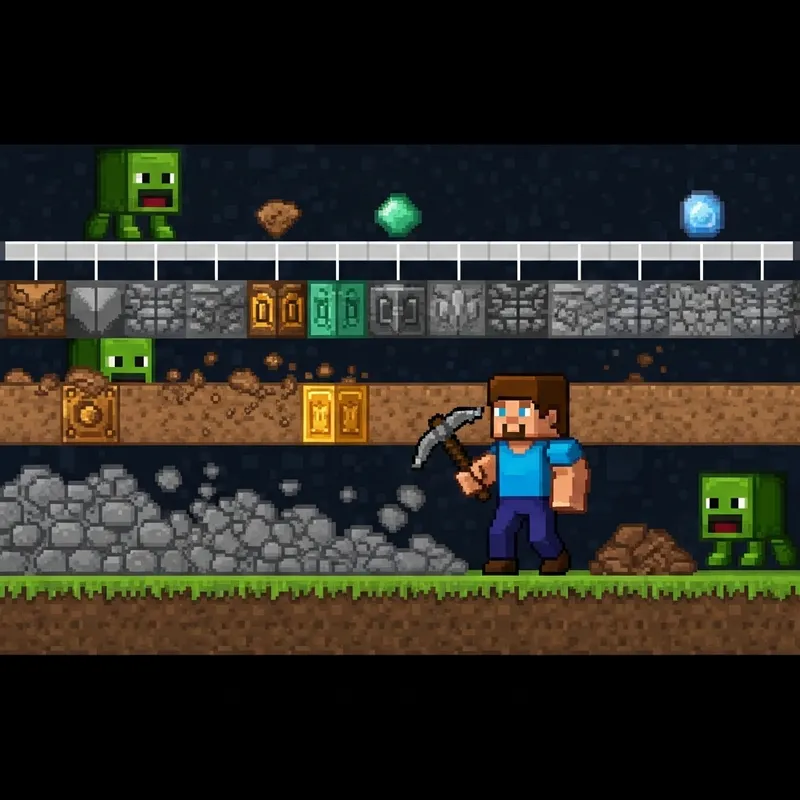 Minecraft Miner Steve in Time-Lapse Mining Scene