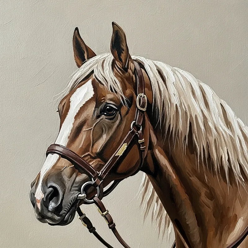 Brown and Beige Classical Horse Oil Painting Brown and Beige Classical Horse Oil Painting