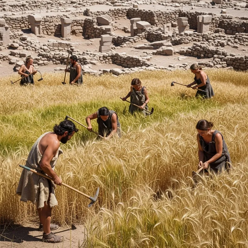 10,000 Years Ago: Ancient Cereal Cultivation Scene at Göbekli Tepe 10,000 Years Ago: Ancient Cereal Cultivation Scene at Göbekli Tepe