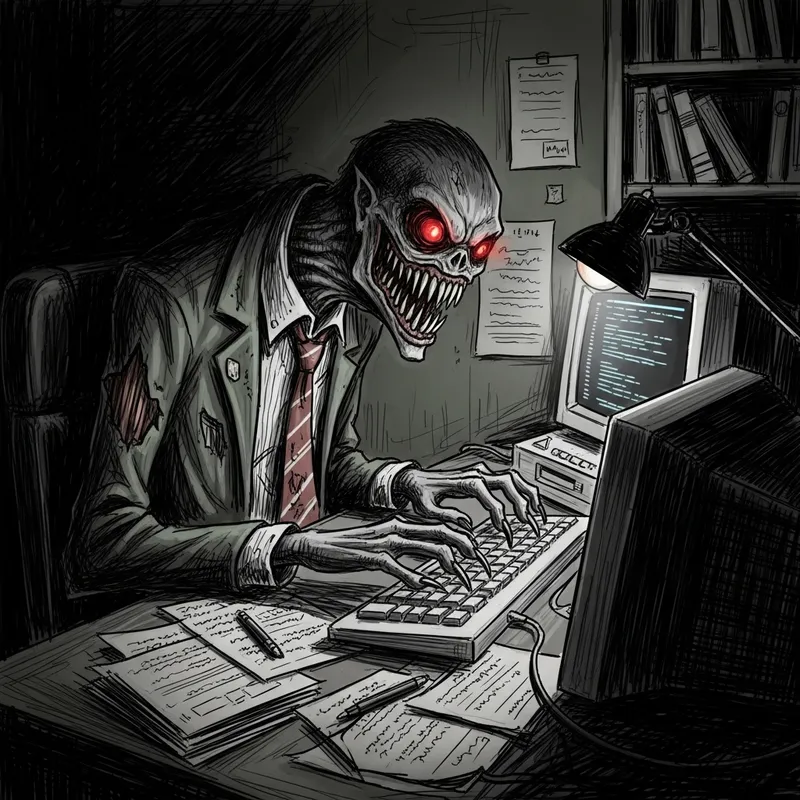 Dark & Gritty Monster Employee Sketch Dark & Gritty Monster Employee Sketch