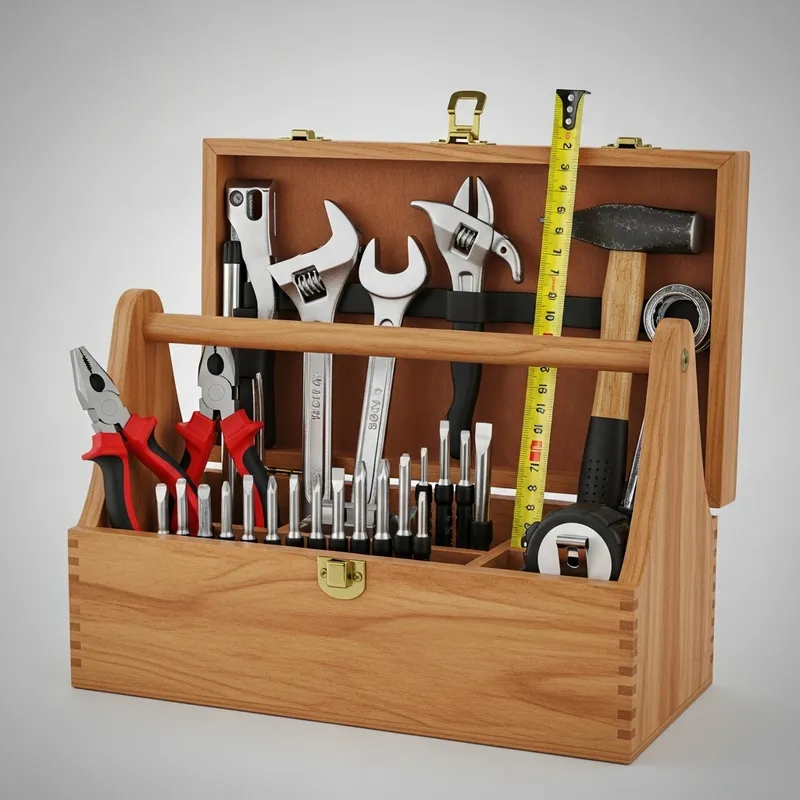 Well-Organized Wooden Toolbox with DIY Essentials