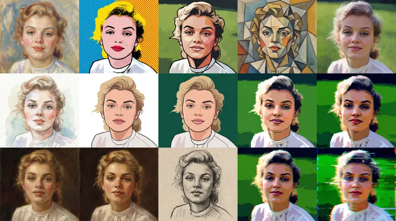 3x3 Grid of Popular Art Styles