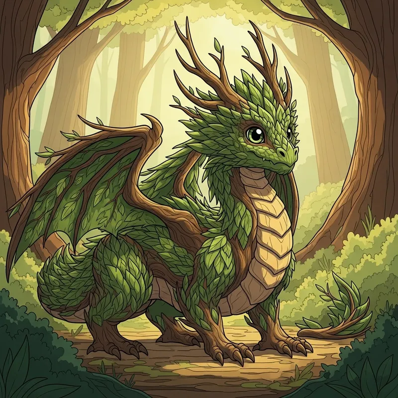 Whimsical Forest Dragon Art - Digital Fantasy Creation