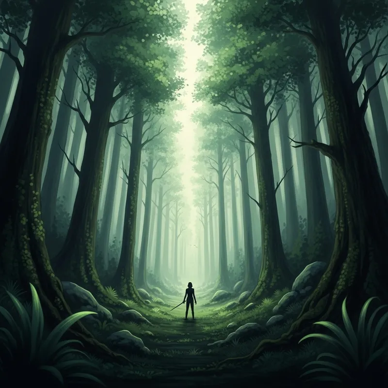 Enchanting Forest Mystique | Solitary Figure Aura