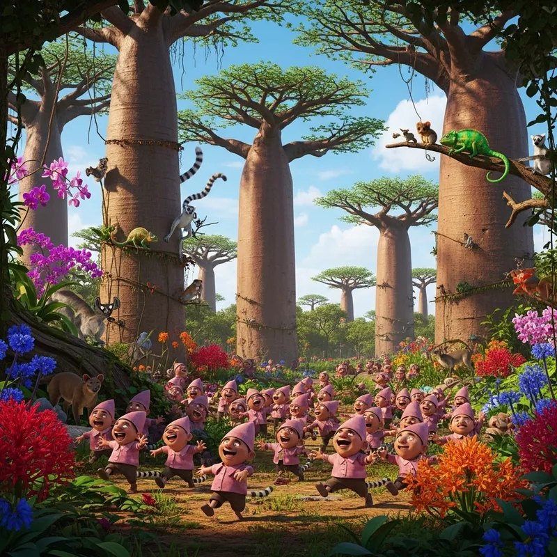 Pink Minions Explore Madagascar's Wonders