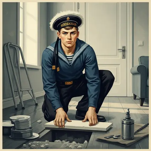 Vintage Russian Sailor Builder | Modern Renovation Digital Painting