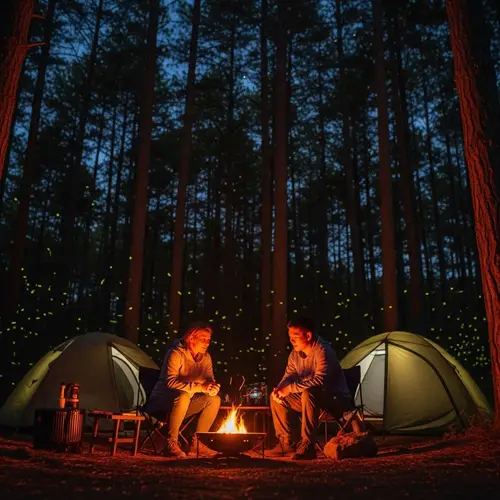 Enchanting Forest Camping Scene under Star-Lit Skies