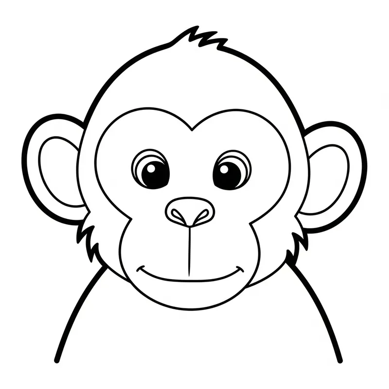 Cute Monkey Coloring Page for Toddlers