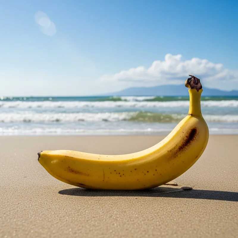 Solitary Banana on Beach | Tropical Vibe with Sunshine