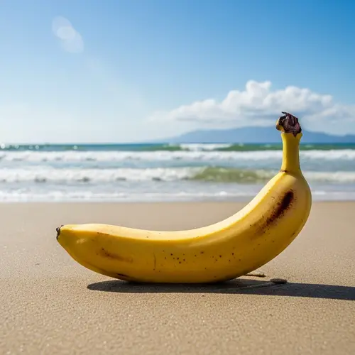 Tranquil Banana on Sandy Beach | Serene Scene with Sunlight