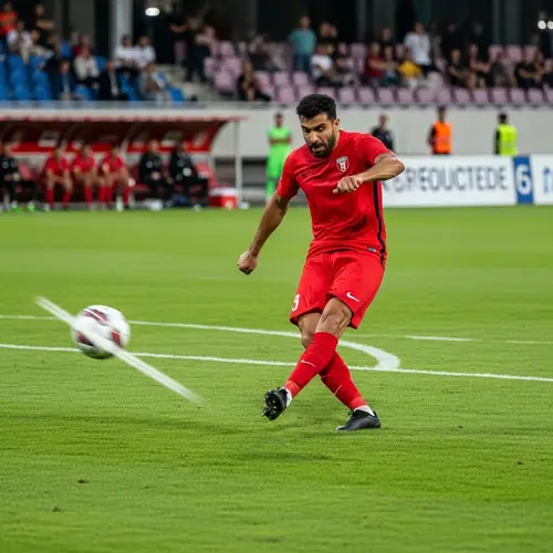 Powerful Long-distance Goal by Middle Eastern Soccer Player