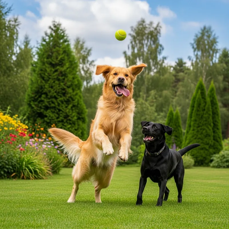 Happy Dogs Playing and Running in a Beautiful Park