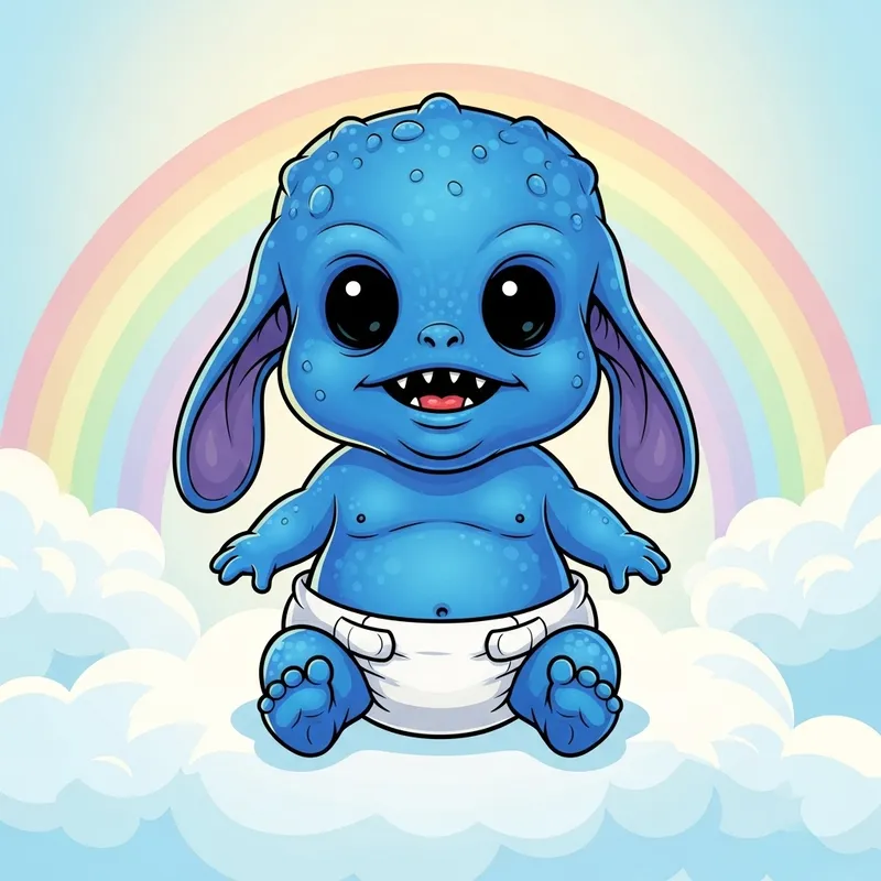 Blue Alien Newborn Illustration | Cartoon Character Blue Alien Newborn Illustration | Cartoon Character
