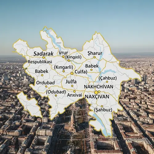 Detailed Map of Nakhchivan Autonomous Republic with Labeled Cities