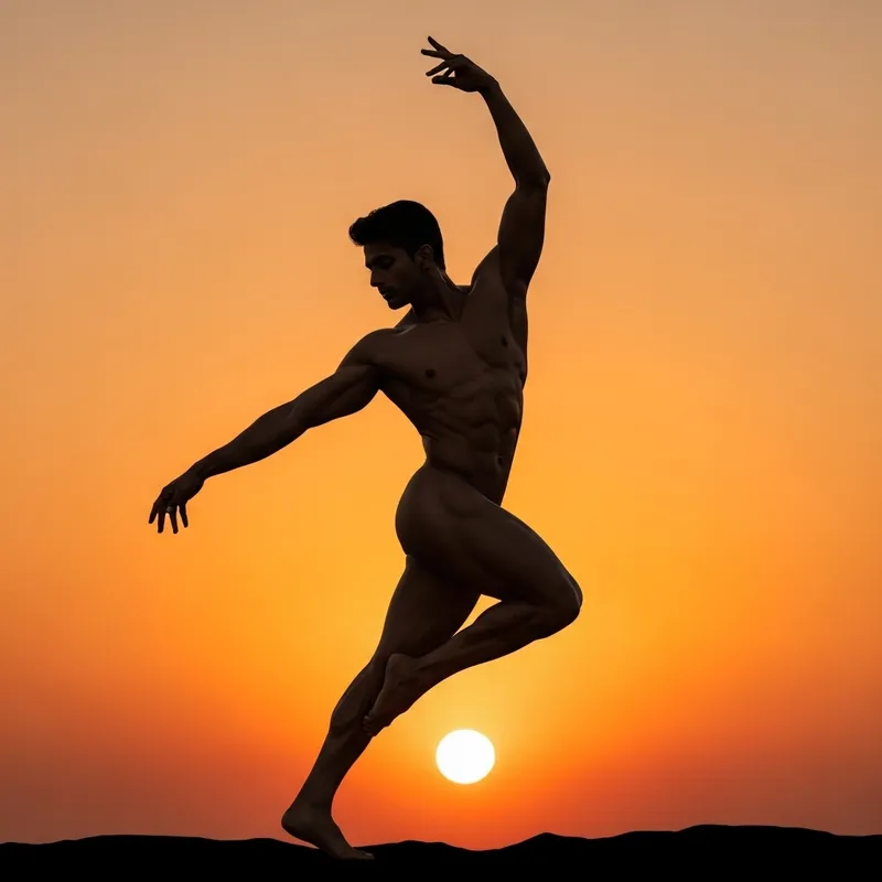 Graceful Nude Silhouette at Sunset