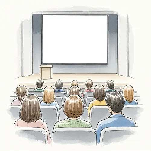 Watercolor Illustration of Auditorium Gathering