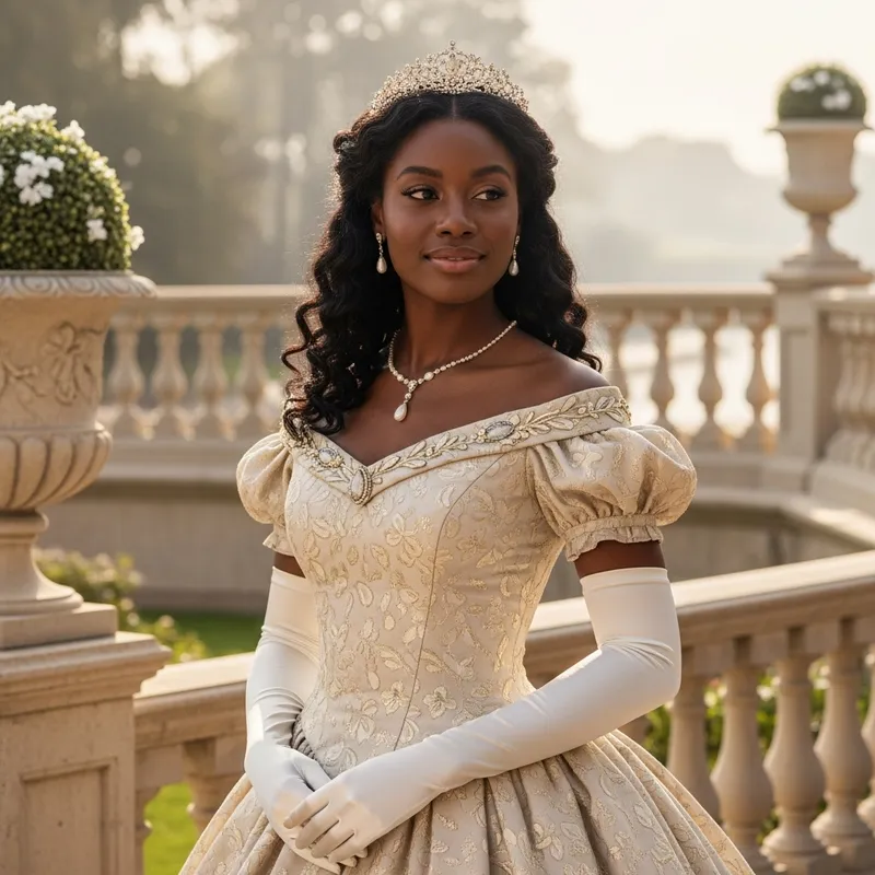 Elegant African-American Princess in Royal Splendor