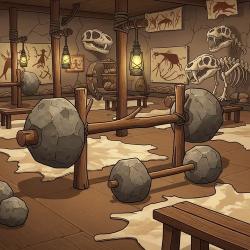 Stone Age Cartoon Gym: Workout in Prehistoric Style