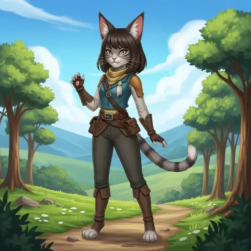 Cat Girl Fantasy Art | Enigmatic Feline Humanoid Character