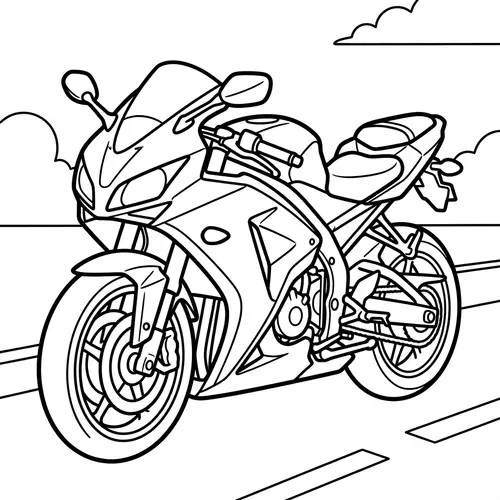 Sporty Motorcycle Coloring Page - Free Printable