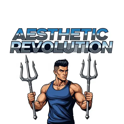 Aesthetic Revolution Logo | Empowering Man with Trident Design