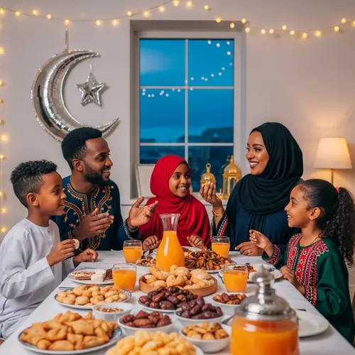 Somali Family Celebrating Ramadan with Traditional Delicacies