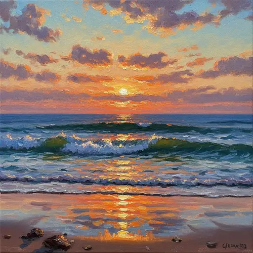 Impressionism Ocean Sunset Art
