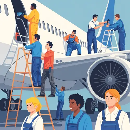 Pop Art Aircraft Maintenance Illustration | Diverse Technician Teams