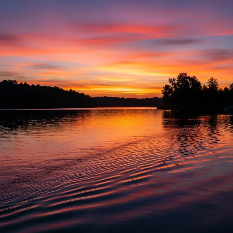 Tranquil Sunset Over Lake