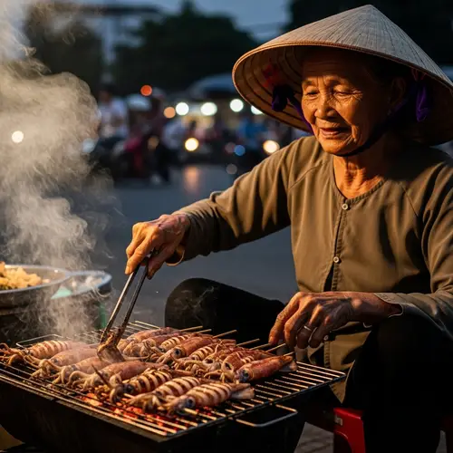 Authentic Vietnamese Squid Grilling | Elderly Woman Cooking