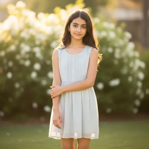 Delicate Middle-Eastern Girl in Light Summer Dress