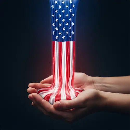 Iconic American Flag Waterfall - Spirited & Vibrant Imagery