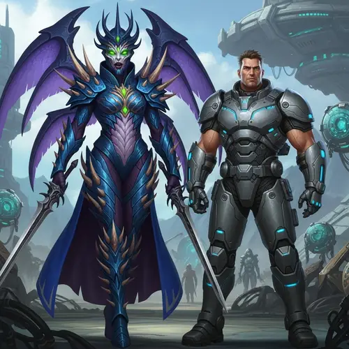 Queen of Blades Sarah Kerrigan and Jim Raynor in Starcraft 2