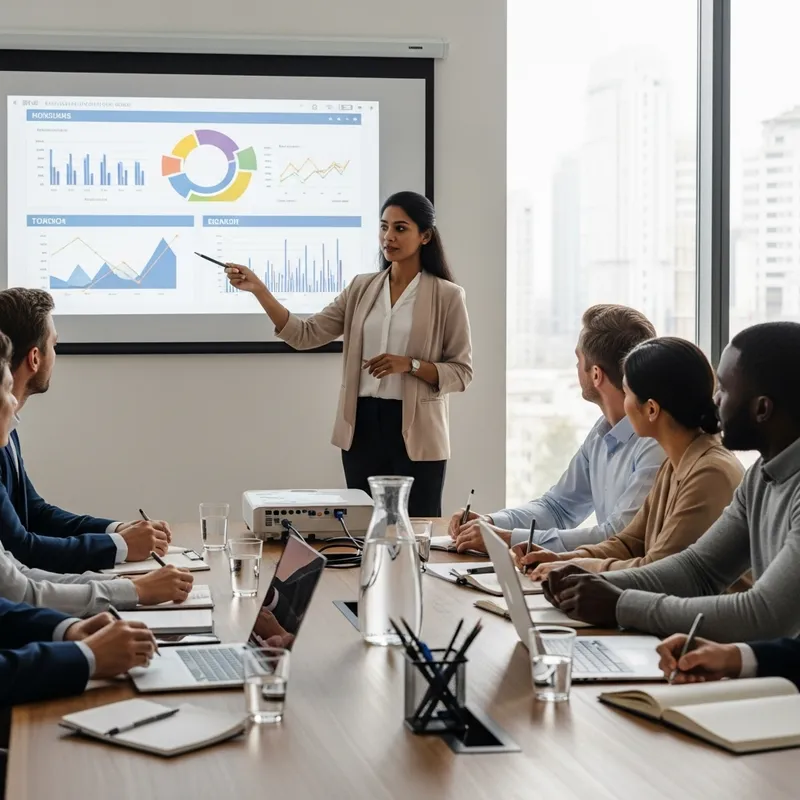 Diverse Professional Presentation Scene with Engaged Multiethnic Audience