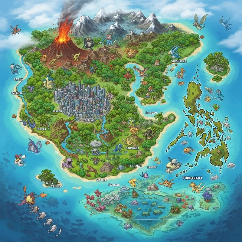 Pokemon Map Inspired by Philippines: Fictional Creatures & Diverse Environments