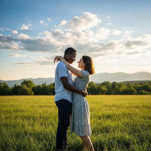 Tender Love Moment in Lush Green Meadow | Warmth & Love Scene