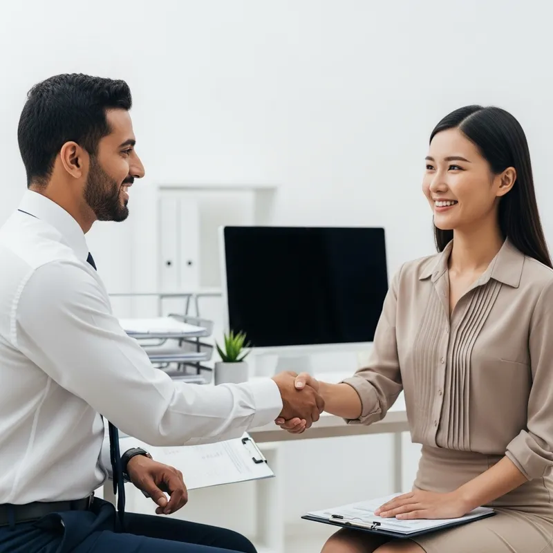 Successful Business-Customer Interaction: Employee and Customer Shaking Hands