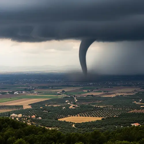 Powerful Tornado in Lebanese Landscape