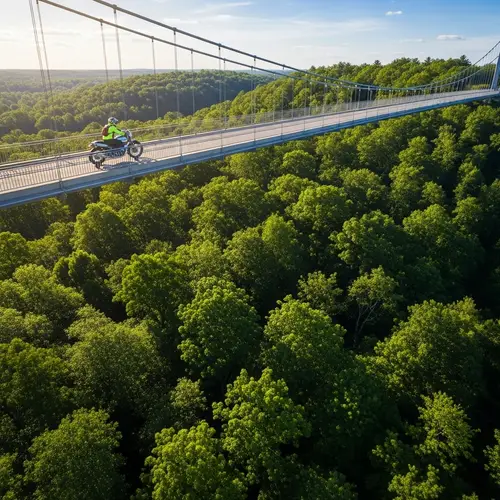 Breathtaking Aerial View of Lush Forest & Bridge