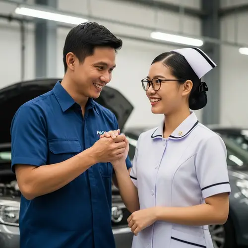 Cultural Exchange: Filipino Automotive Instructor Bonds with Singaporean Nursing Student
