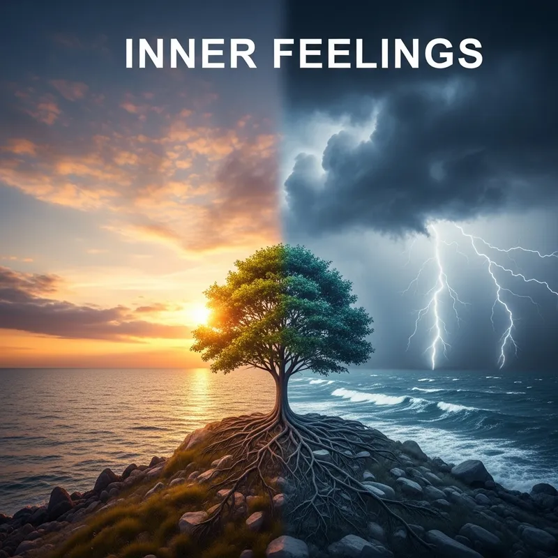 Inner Feelings: Serene Seaside vs Turbulent Storm Imagery