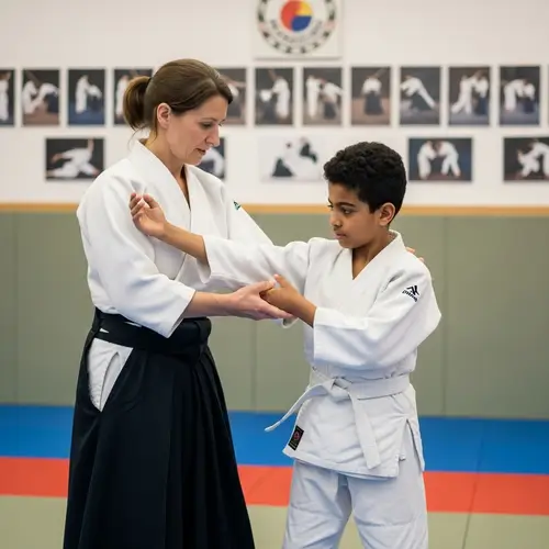Aikido Training: Coach & Student Practicing Kote Gaesi Technique