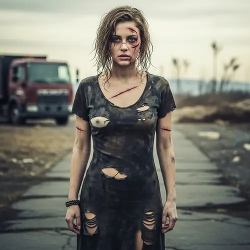 Post-Apocalyptic Portrait of a Weary Young Woman